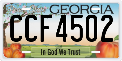 GA license plate CCF4502