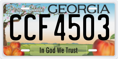 GA license plate CCF4503