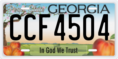 GA license plate CCF4504