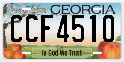 GA license plate CCF4510