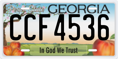 GA license plate CCF4536