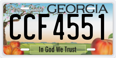 GA license plate CCF4551