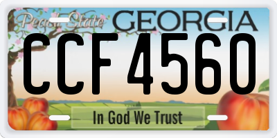 GA license plate CCF4560