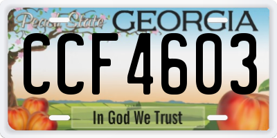 GA license plate CCF4603