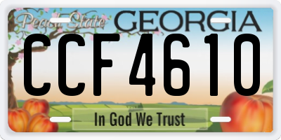 GA license plate CCF4610