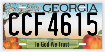 GA license plate CCF4615