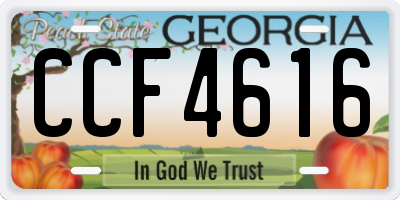 GA license plate CCF4616