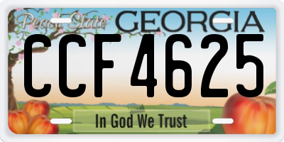GA license plate CCF4625