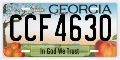 GA license plate CCF4630