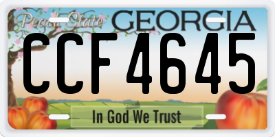 GA license plate CCF4645