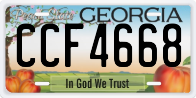 GA license plate CCF4668