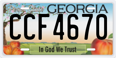 GA license plate CCF4670