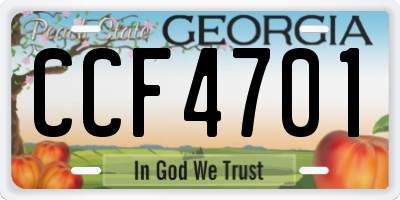 GA license plate CCF4701