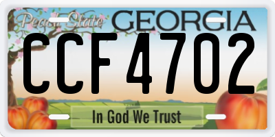 GA license plate CCF4702