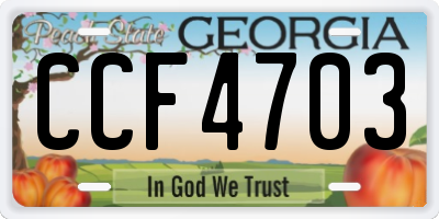 GA license plate CCF4703