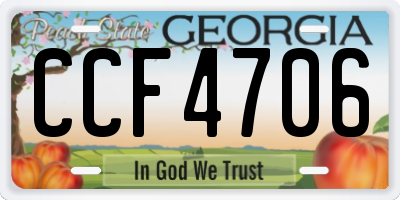 GA license plate CCF4706