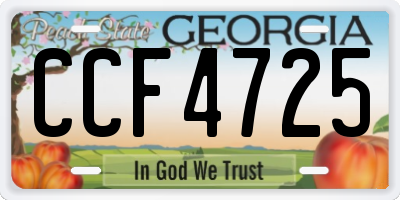 GA license plate CCF4725
