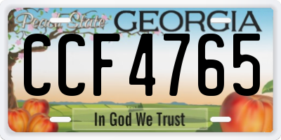 GA license plate CCF4765