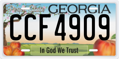 GA license plate CCF4909