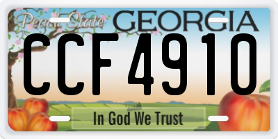 GA license plate CCF4910