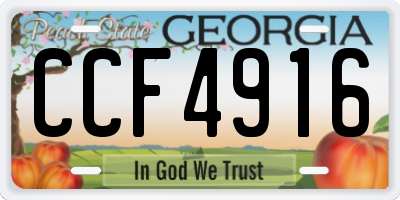GA license plate CCF4916