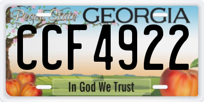 GA license plate CCF4922