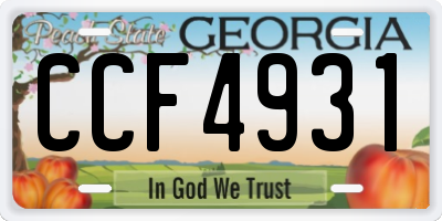 GA license plate CCF4931