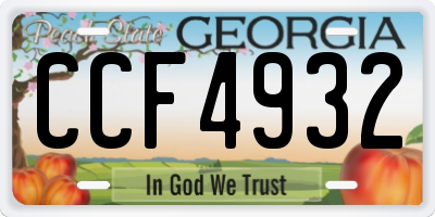 GA license plate CCF4932