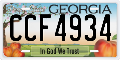 GA license plate CCF4934
