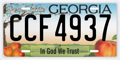 GA license plate CCF4937