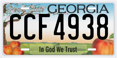 GA license plate CCF4938