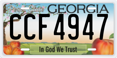 GA license plate CCF4947