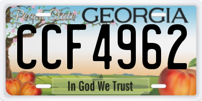 GA license plate CCF4962