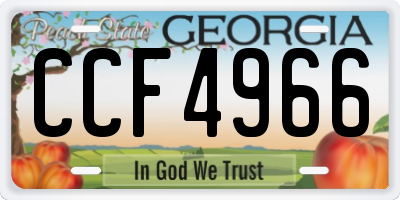 GA license plate CCF4966