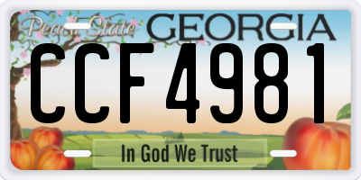 GA license plate CCF4981