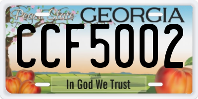 GA license plate CCF5002
