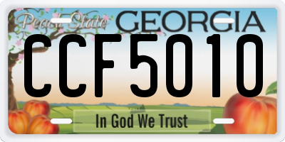 GA license plate CCF5010
