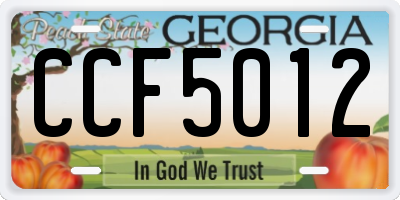 GA license plate CCF5012