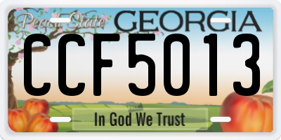 GA license plate CCF5013