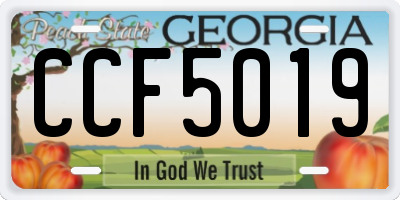 GA license plate CCF5019