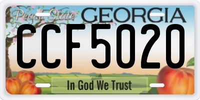 GA license plate CCF5020