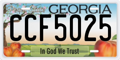 GA license plate CCF5025