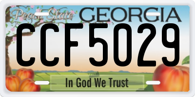 GA license plate CCF5029