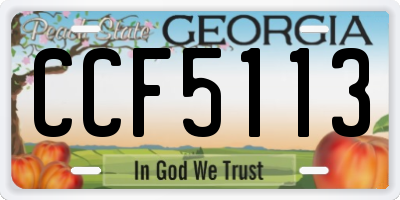 GA license plate CCF5113