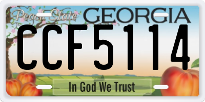 GA license plate CCF5114