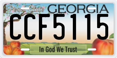 GA license plate CCF5115