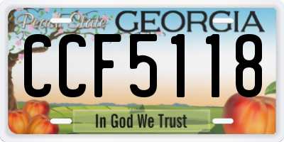 GA license plate CCF5118