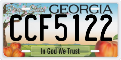 GA license plate CCF5122
