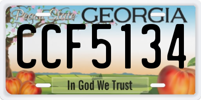 GA license plate CCF5134