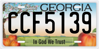 GA license plate CCF5139